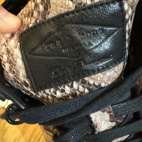 Rag & Bone Snakeskin Pattern High Top Leather Sneakers in Black and Brown - Picture 4 of 7